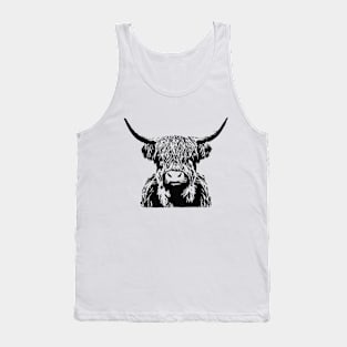 Scottish Highland Cow Linocut Tank Top